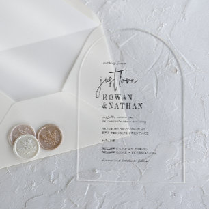 Modern Chic Just Love Modern Unique Arch Wedding Acrylic Invitations