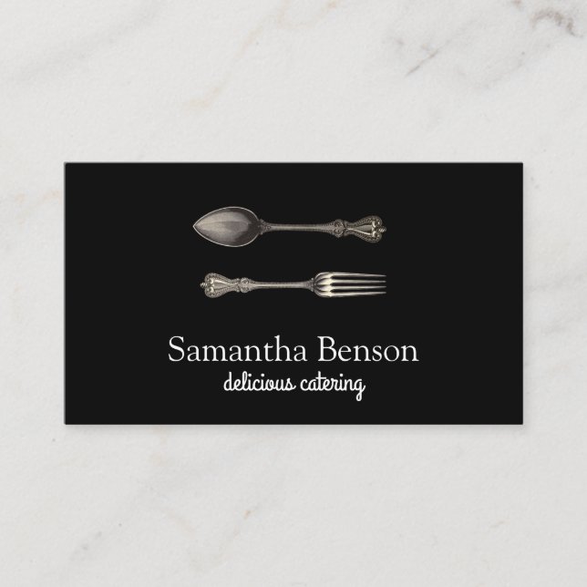 Modern Chic Kitchen Utensils Cooking and Catering  Business Card (Front)