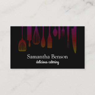 Modern Chic Kitchen Utensils Cooking and Catering Business Card
