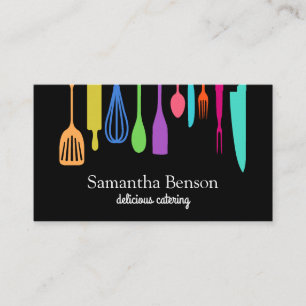 Modern Chic Kitchen Utensils Cooking and Catering Business Card