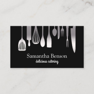 Modern Chic Kitchen Utensils Cooking and Catering Business Card