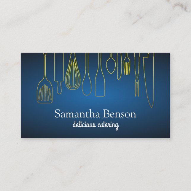 Modern Chic Kitchen Utensils Cooking and Catering Business Card (Front)