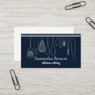 Modern Chic Kitchen Utensils Cooking and Catering Business Card