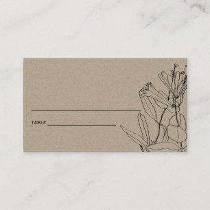 MODERN CHIC KRAFT LINE DRAWING FLORAL PLACE CARDS