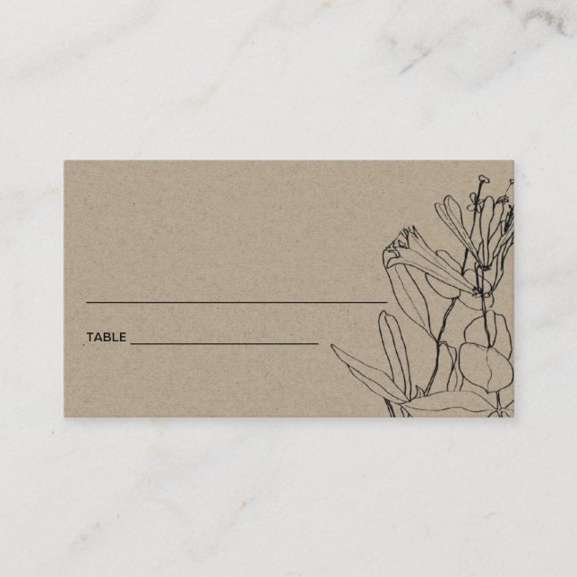 MODERN CHIC KRAFT LINE DRAWING FLORAL PLACE CARDS (Front)
