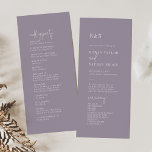 Modern Chic Lavender Purple Flat Wedding Program Programme<br><div class="desc">This minimalist chic lavender purple flat wedding program is perfect for a simple wedding. The minimal boho design features rustic unique and stylish bohemian typography in a pale light dusty purple colour. Include the name of the bride and groom, the wedding date and location, thank you message, order of service,...</div>