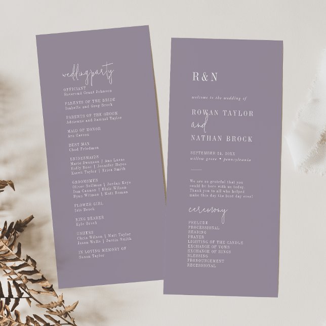 Modern Chic Lavender Purple Flat Wedding Program Programme (Creator Uploaded)
