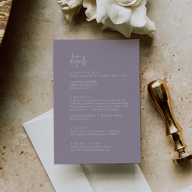 Modern Chic Lavender Purple Wedding Details Enclosure Card (Creator Uploaded)