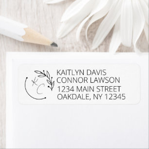 Modern Chic Leaf Monogram Wedding Return Address