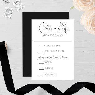 Modern Chic Leaf Monogram Wedding RSVP Card