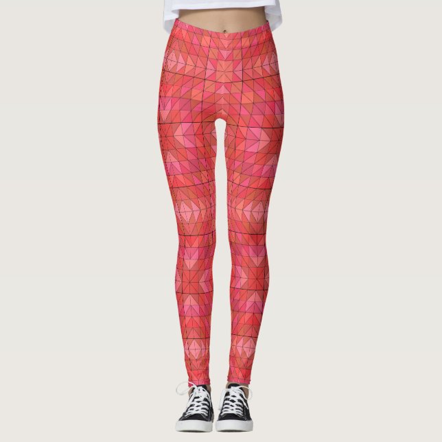 Modern Chic Leggings with Bold Red Triangles (Front)