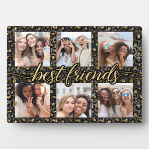 Modern Chic Leopard Best Friends Photo Collage Plaque