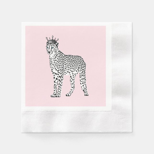 Modern Chic Leopard Queen Monogram Napkins (Front)