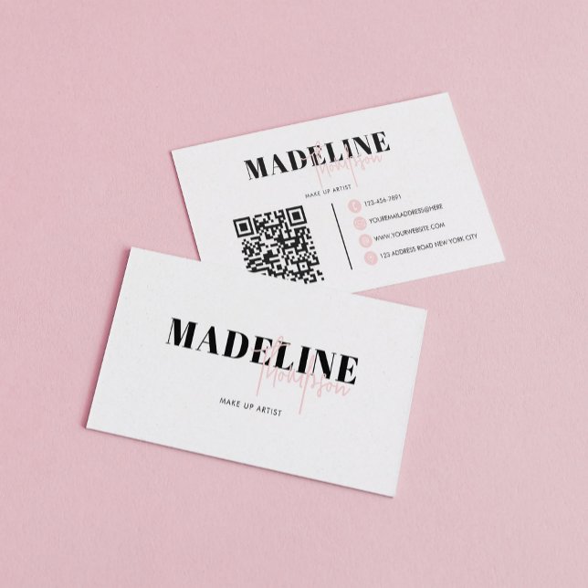 Modern Chic Light Pink Feminine QR Code Business Card (Creator Uploaded)