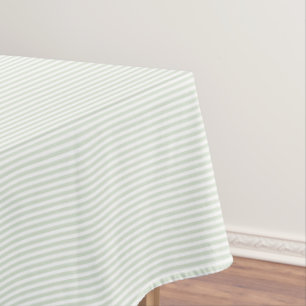 Modern Chic Light Sage Green White Striped Pattern Tablecloth