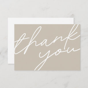 Modern Chic Light Taupe Calligraphy Script Wedding Thank You Card