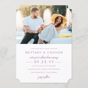 Modern Chic Lilac Purple and White Photo Wedding Invitation