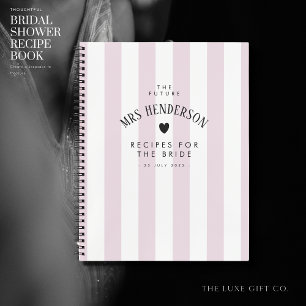 Modern Chic Lilac Stripe Bridal Shower Gift Recipe Notebook