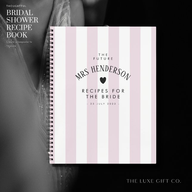 Modern Chic Lilac Stripe Bridal Shower Gift Recipe Notebook (Creator Uploaded)
