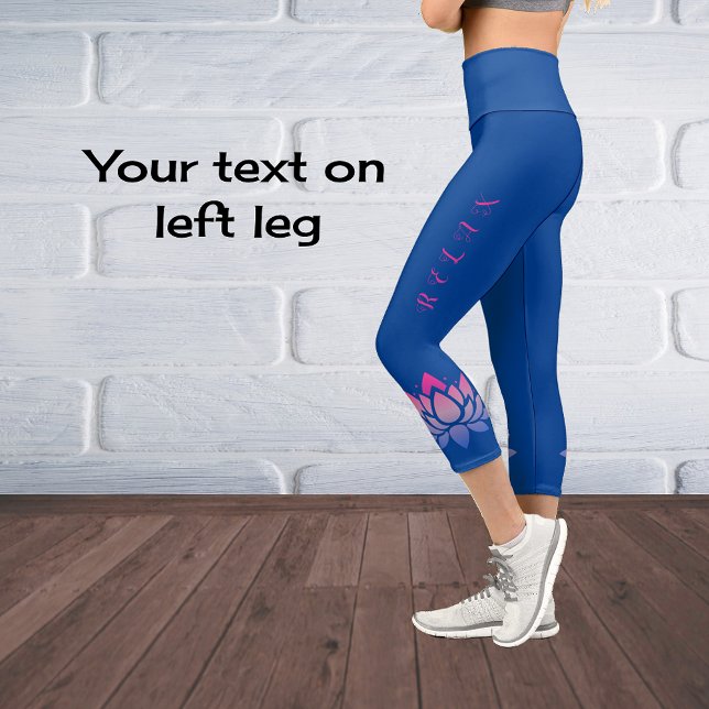 Modern chic lotus flower personalised text capri leggings (Creator Uploaded)