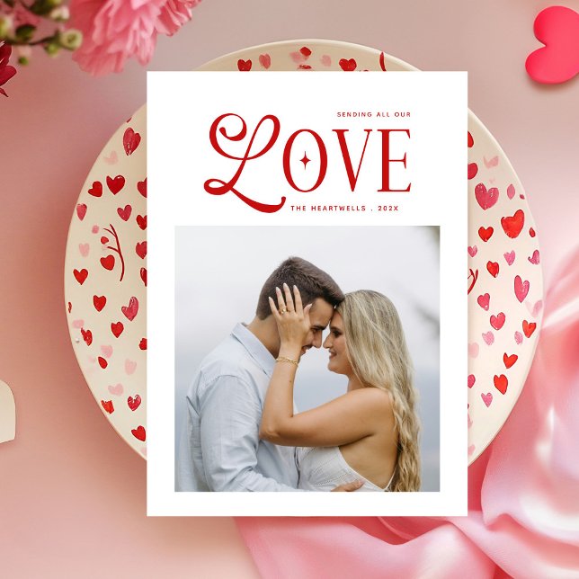 Modern Chic Love Photo Valentines Day  Holiday Card (Creator Uploaded)