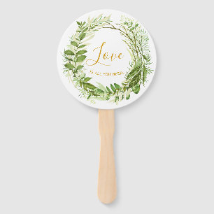 Modern Chic Love Wreath Personalised Wedding Hand Fan