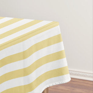 Modern Chic Luxe Yellow Gold White Stripes Pattern Tablecloth