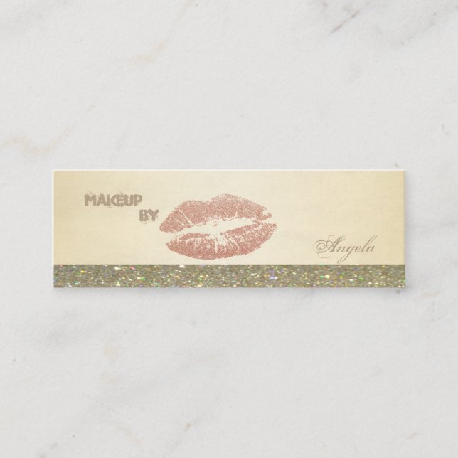 Modern Chic  Luxury Glittery-Lips Mini Business Card (Front)