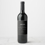 Modern Chic Maid of Honour Proposal | Black Wine Label<br><div class="desc">This minimalist Maid of Honour wine label is perfect for the modern bride! Simple yet elegant, featuring a handwritten calligraphy script and sans-serif font. Customise the label with your bridesmaid's name for an extra special touch. For the matching bridesmaid label and more bridal party gifts like this, check out our...</div>