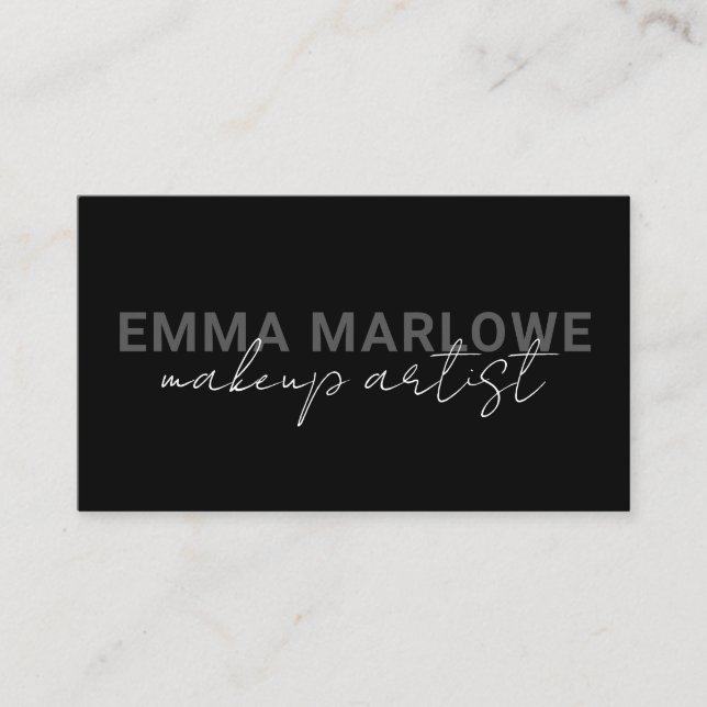 Modern Chic Makeup Artist Black  Business Card (Front)