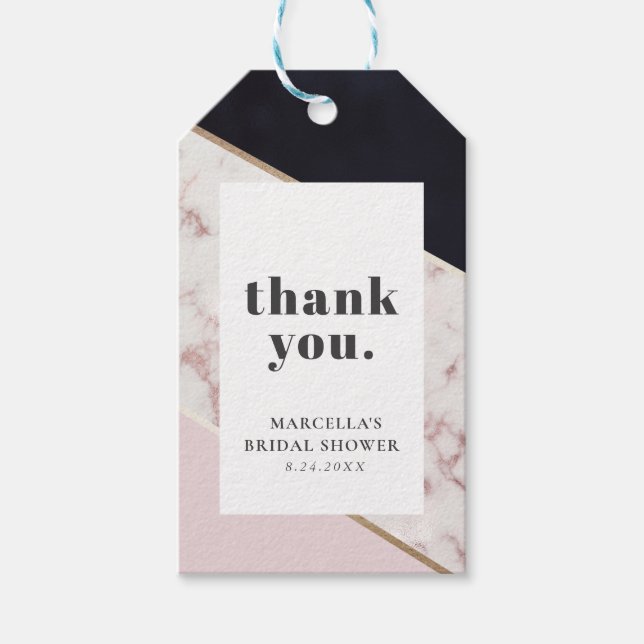 Modern Chic Marble Bridal Shower Gift Tags (Front)