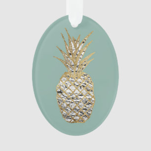 Modern Chic Marble Gold Pineapple Fruit Ornament