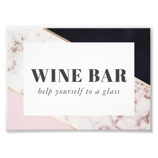 Modern Chic Marble Wine Bar Photo Print (Front)