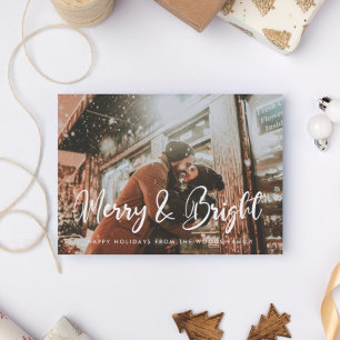 Modern Chic Merry and Bright Christmas Photo Holiday Card