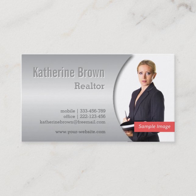 Modern, Chic, Metallic Gradient Effect Photo Business Card (Front)