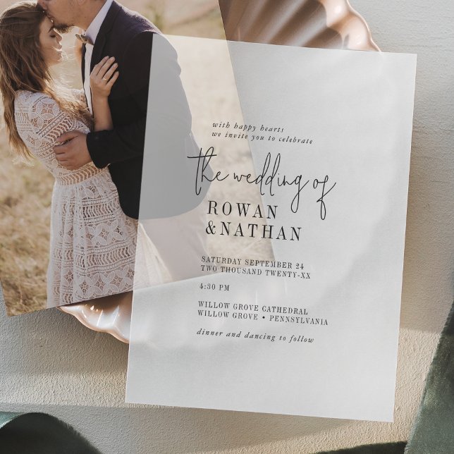 Modern Chic Minimal Black Simple Boho Wedding Vellum Invitations (Modern Chic Minimal Black Simple Boho Wedding Vellum Invitations)