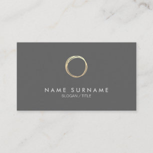 Modern Chic Minimal Gold Circle Grey Business Card