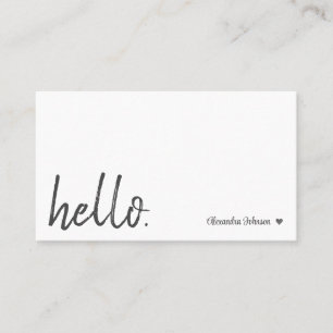 Modern Chic Minimal Hello Heart Clean Simple Business Card
