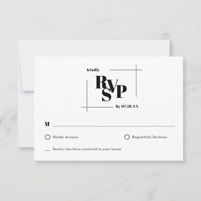 Modern Chic Minimal Monogram Wedding Response Card (Front)