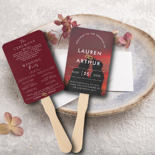 Modern Chic Minimal Photo Wedding Ceremony Program Hand Fan