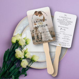 Modern Chic Minimal Photo Wedding Ceremony Program Hand Fan