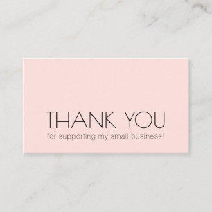 Modern Chic Minimal Typography Thank You Pink Business Card