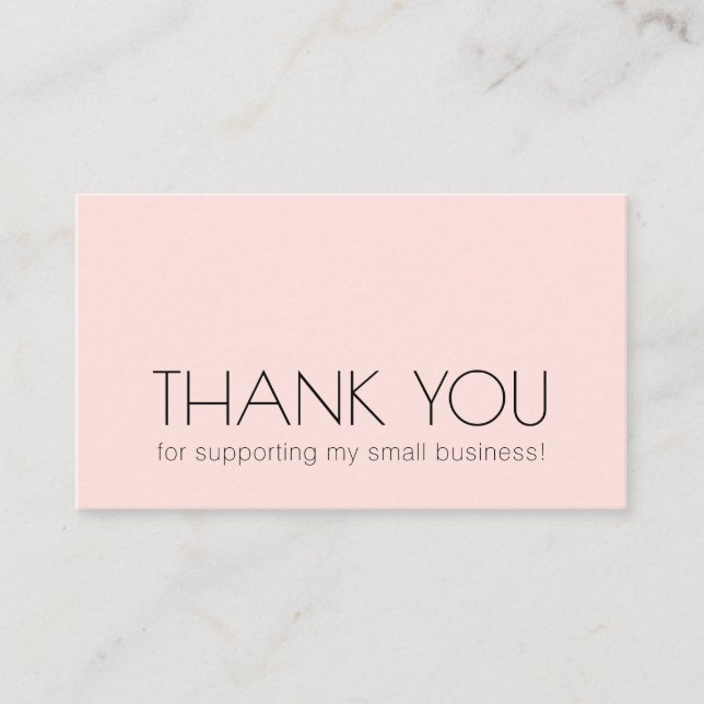 Modern Chic Minimal Typography Thank You Pink Business Card (Front)