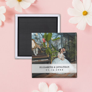 Modern Chic Minimalist Couple Photo Wedding Favour Magnet