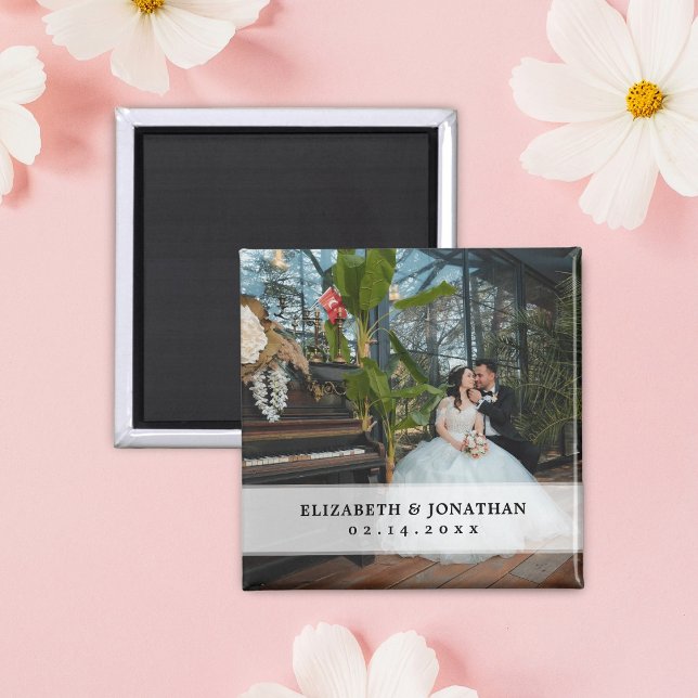 Modern Chic Minimalist Couple Photo Wedding Favour Magnet (Creator Uploaded)