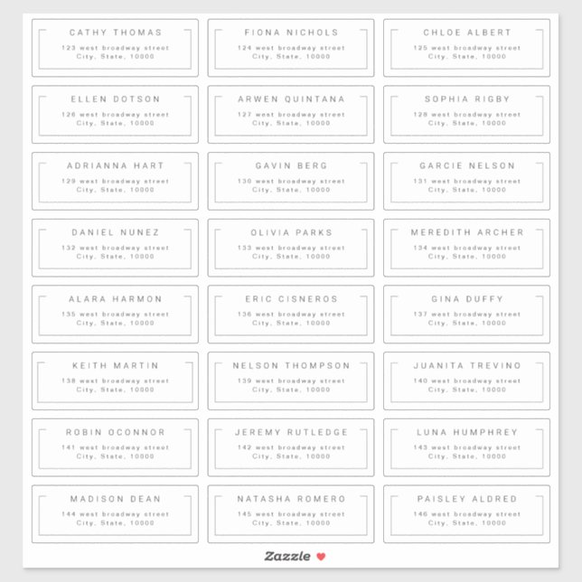 Modern chic minimalist guest address label (Sheet)