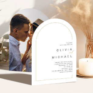Modern chic minimalist photo arch wedding invitation