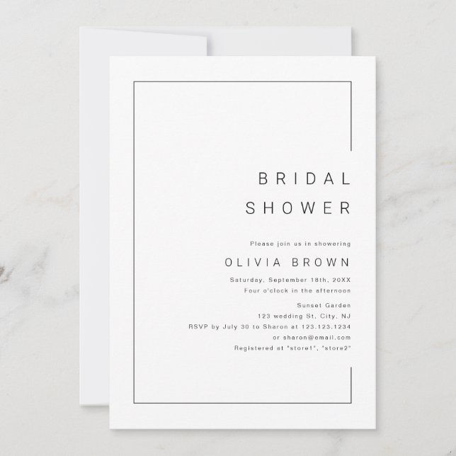 Modern chic minimalist photo bridal shower invitat invitation (Front)