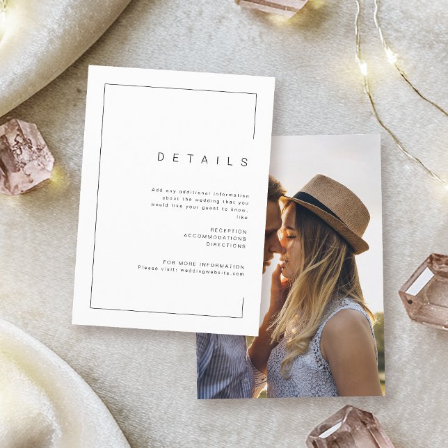 Modern chic minimalist photo wedding details enclosure card (Modern chic minimalist photo wedding details enclosure card)