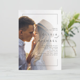 Modern chic minimalist photo wedding invitation